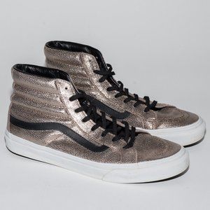 Vans Sk8-Hi Metallic High Top Sneakers Gold Black Women's Sz 9.5 Men's Sz 8